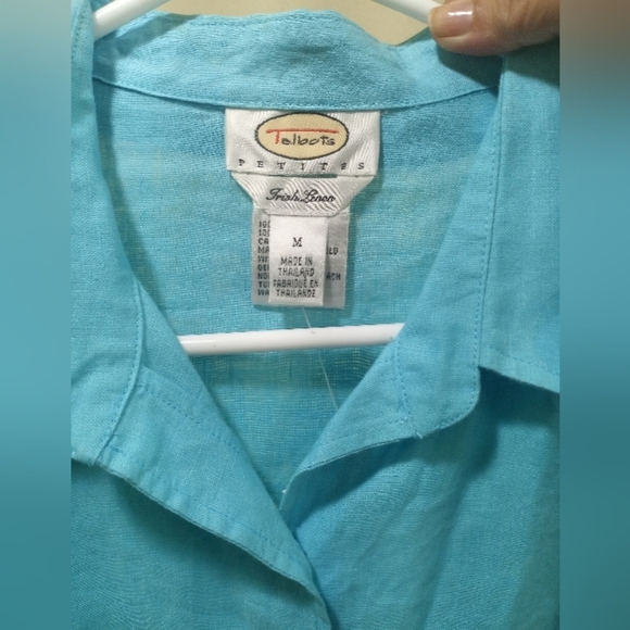 Talbots Turquoise Linen Shirt - Picture 3 of 7